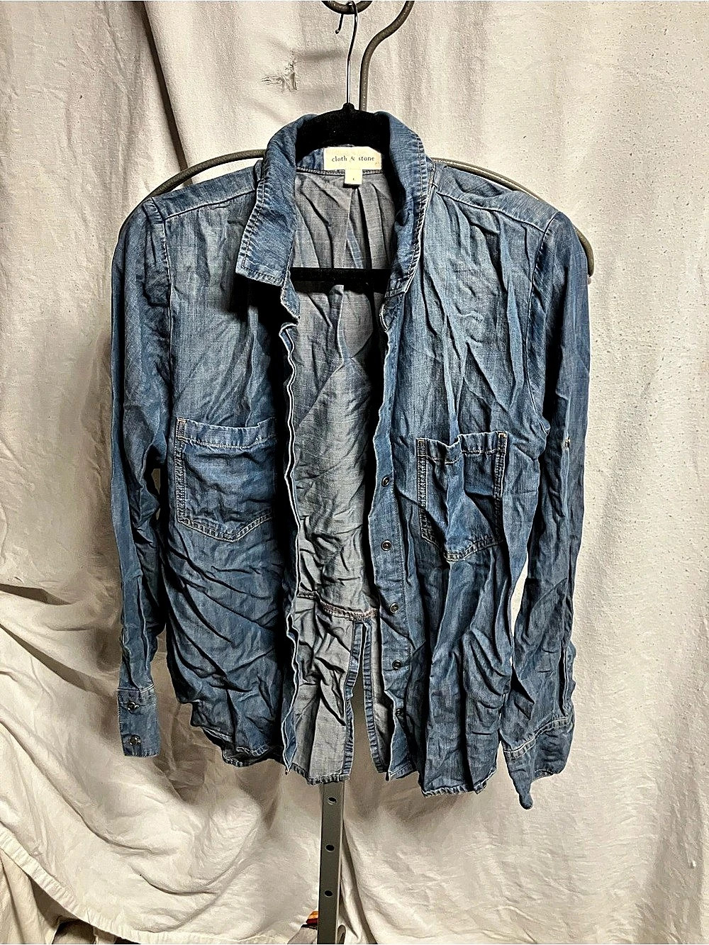 cloth & stone Double-Pocket Denim Buttondown Shirt Blue Large